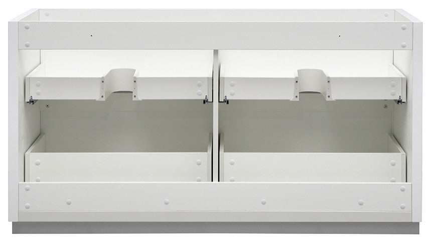 Valencia Free Standing Double Sink Bathroom Cabinet, Glossy White, 60"