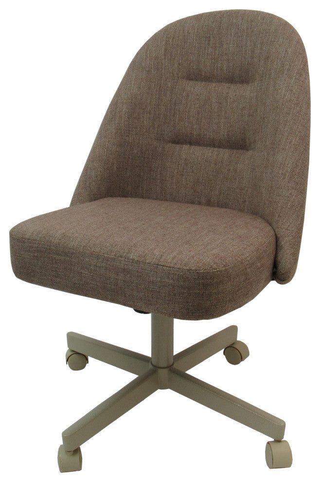 M-235 Dinette Swivel Metal Caster Chairs - Clear Glass, Basin Beige - Beige, Cle