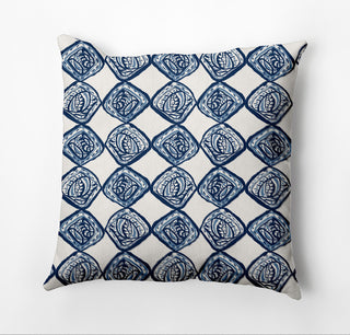 Cowry Check Outdoor Pillow, Blue, 14"x20"