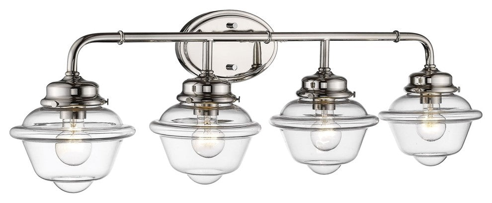Millennium Lighting Neo-Industrial Vanity, Polished Nickel, Clear Schoolhouse