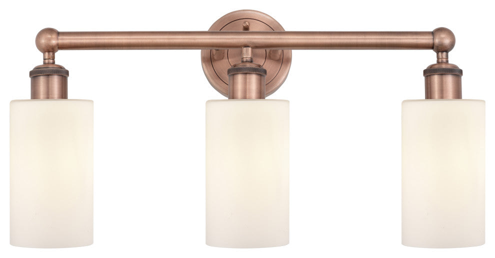 Clymer 3-Light 22" Bath Vanity Light, Antique Copper, Matte White Shade