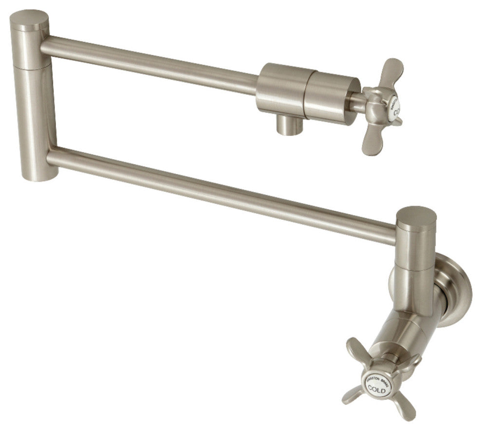 Kingston Brass KS4108BEX Essex Wall Mount Pot Filler, Brushed Nickel