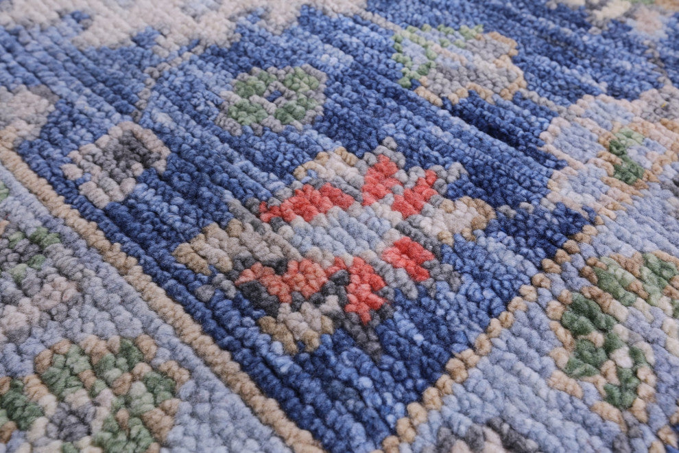 2' 6" X 13' 9" Runner Hand Knotted Turkish Oushak Wool Rug - Q15509
