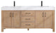 Leon Bath Vanity With Composite Stone Top, Fir Wood Brown, 72", No Mirror
