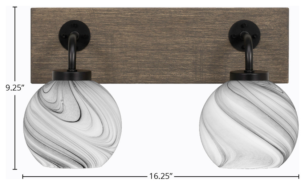 Oxbridge, Bath Bar, Matte Black & Painted Distressed Metal, 5.75" Onyx Swirl