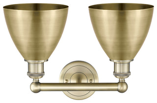 Metal Bristol 2-Light 17" Bath Vanity Light, Antique Brass Shade