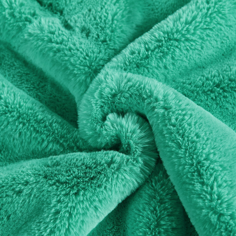 Fox Faux Fur Throw Blanket, Blue Turquoise, 50''x60''