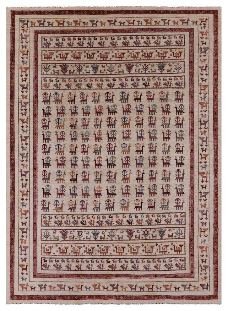 Tribal Persian Gabbeh Hand Knotted Wool Rug 8' 1" X 11' 4" Q11129