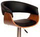 Deimer Swivel Barstool, Black PU/Walnut Veneer and Chrome Base