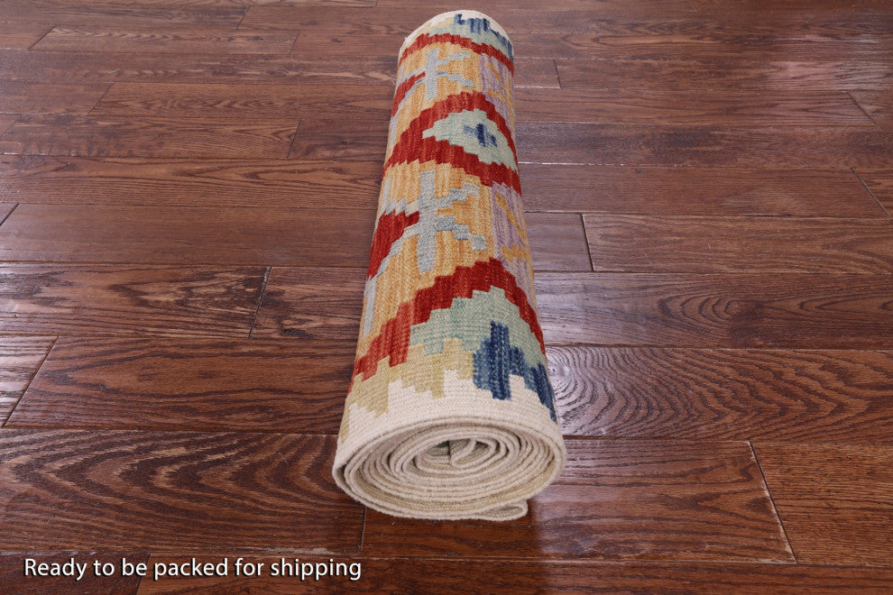 Runner Kilim Flat Weave Wool Rug 2' 8" X 16' 0" - Q12557