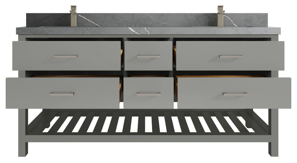 Parker 72 Double Sink Bath Vanity in Elephant Skin Gray  2" Piatra Gray