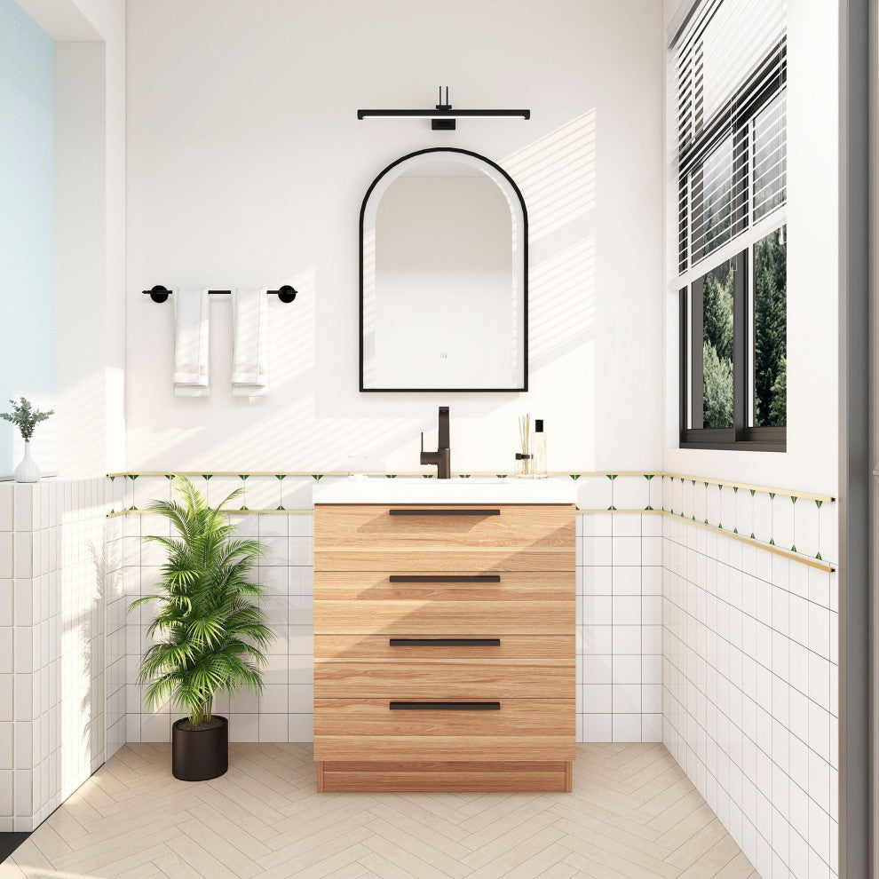 Carla 30" Freestanding Bathroom Vanity, White Oak