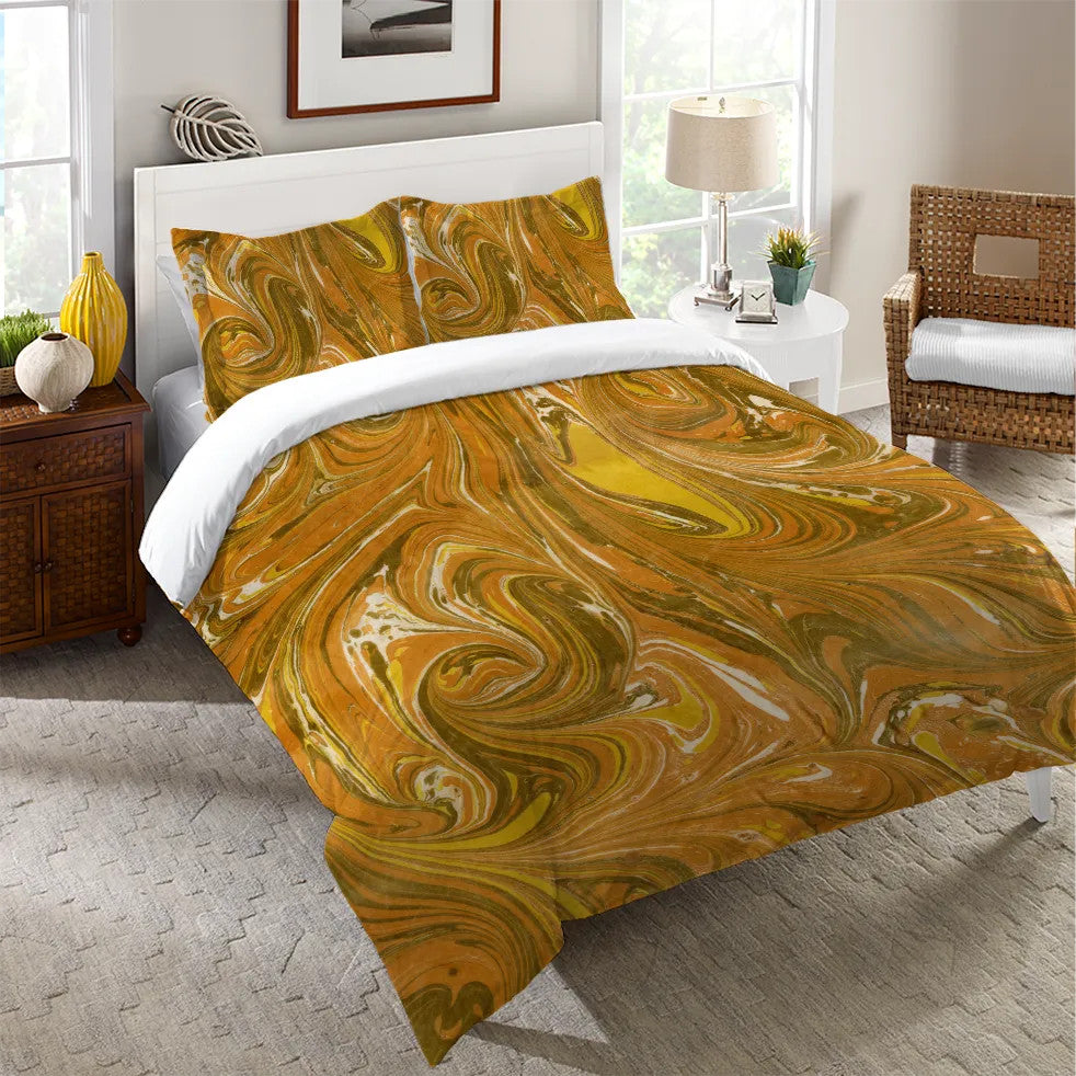 Laural Home Ochre Marble King Duvet Cover