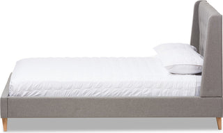 Adelaide Retro Modern Light Gray Fabric Upholstered King Size Platform Bed