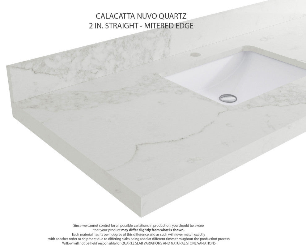 Chicago 48" Single Sink Bathroom Vanity, White 2" Calacatta Nuvo