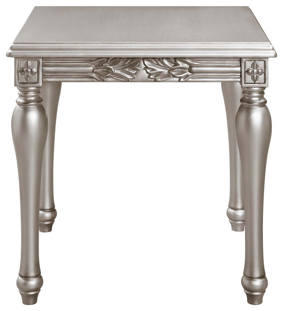 Wood Square End Table, Platinum