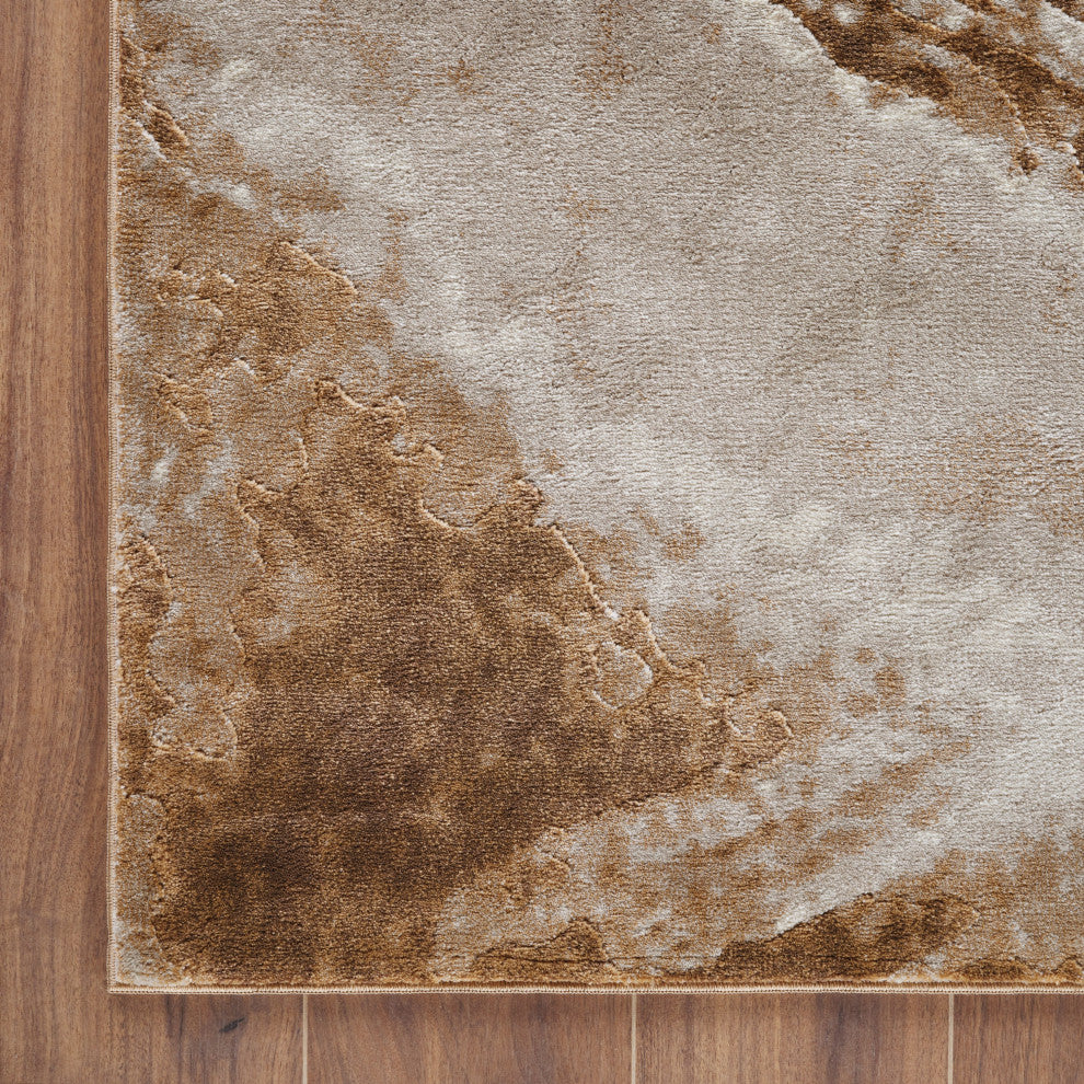 Damian Brown/Beige Rug, Brown, 2'7"x8' Runner