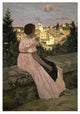 "The Pink Dress (View of Castelnau-le-Lez, Herault)" Paper Art, 32"x46"