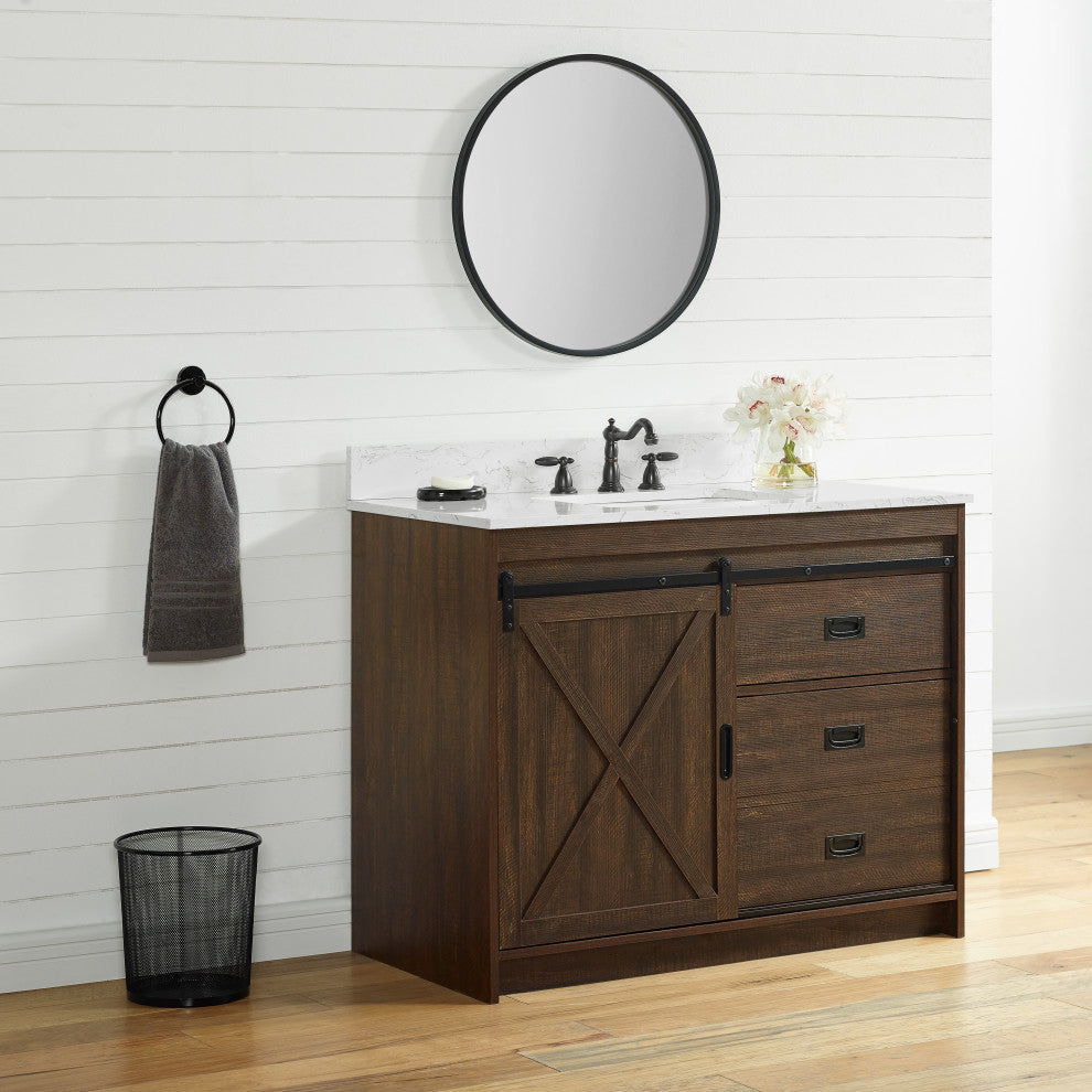 Rafter 42" Bathroom Vanity, Rustic Brown