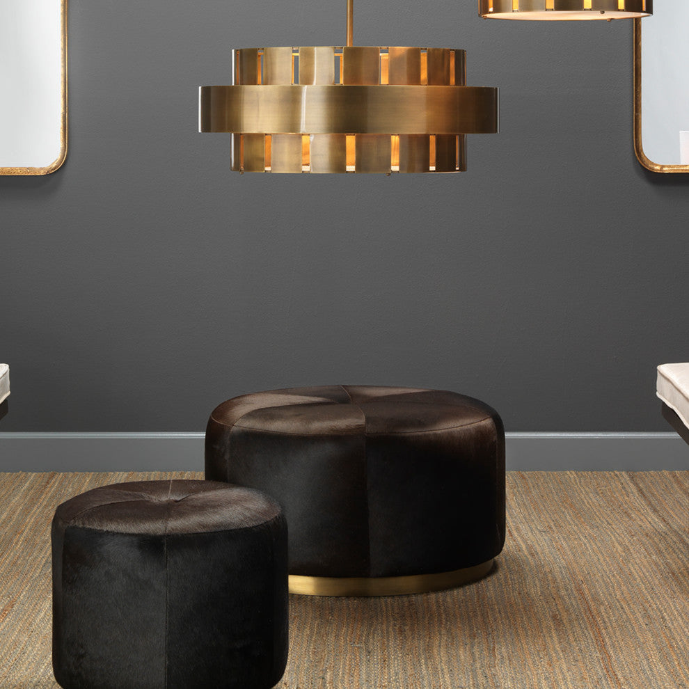 Thackery Hide On Roud Pouf, Small, Brown