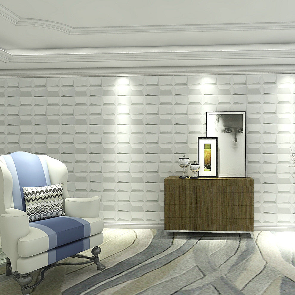 19.7" x 19.7" Art3d Interior 3D Wall Designs White 3D Wall Panels, Set of 12