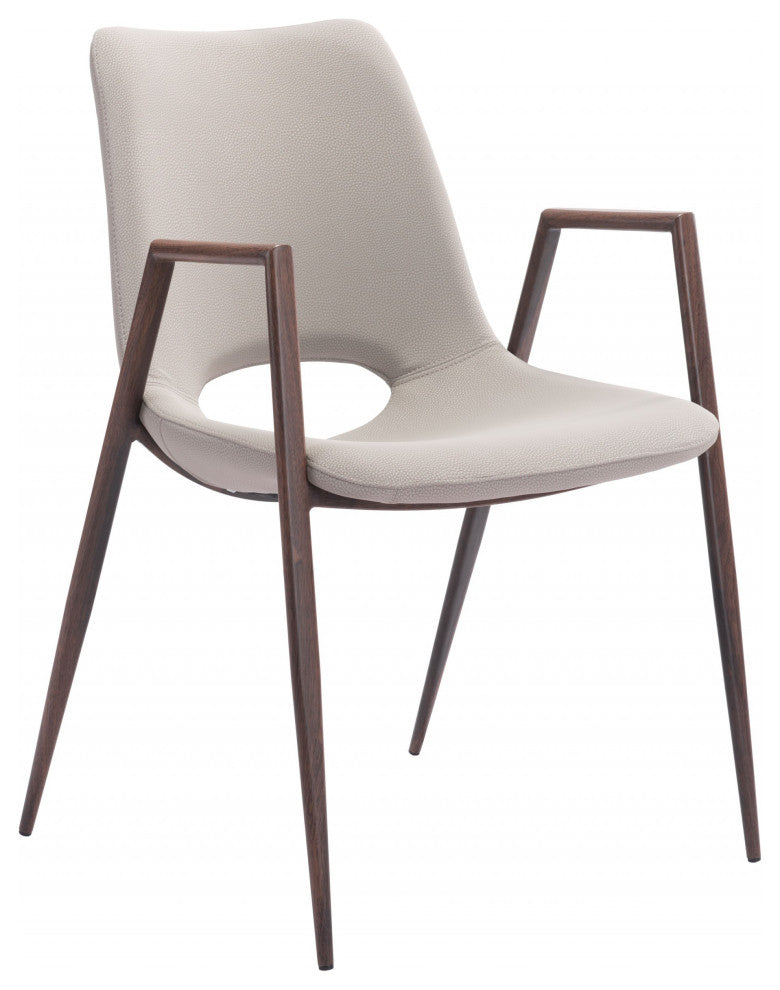 Set of Two Ivory Retro Modern Funk Dining Chairs