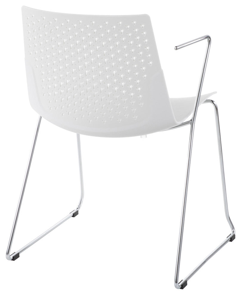 Lumisource Matcha Chair, Chrome and White, Set of 2