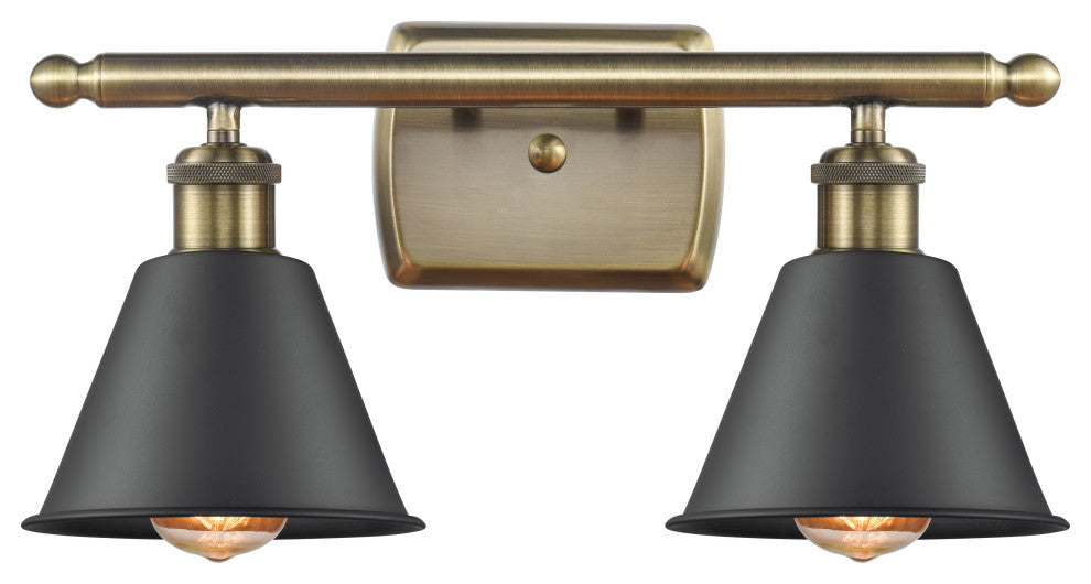 Innovations 516-2W-AB-M8-BK-LED 2-Light Bath Vanity Light, Antique Brass