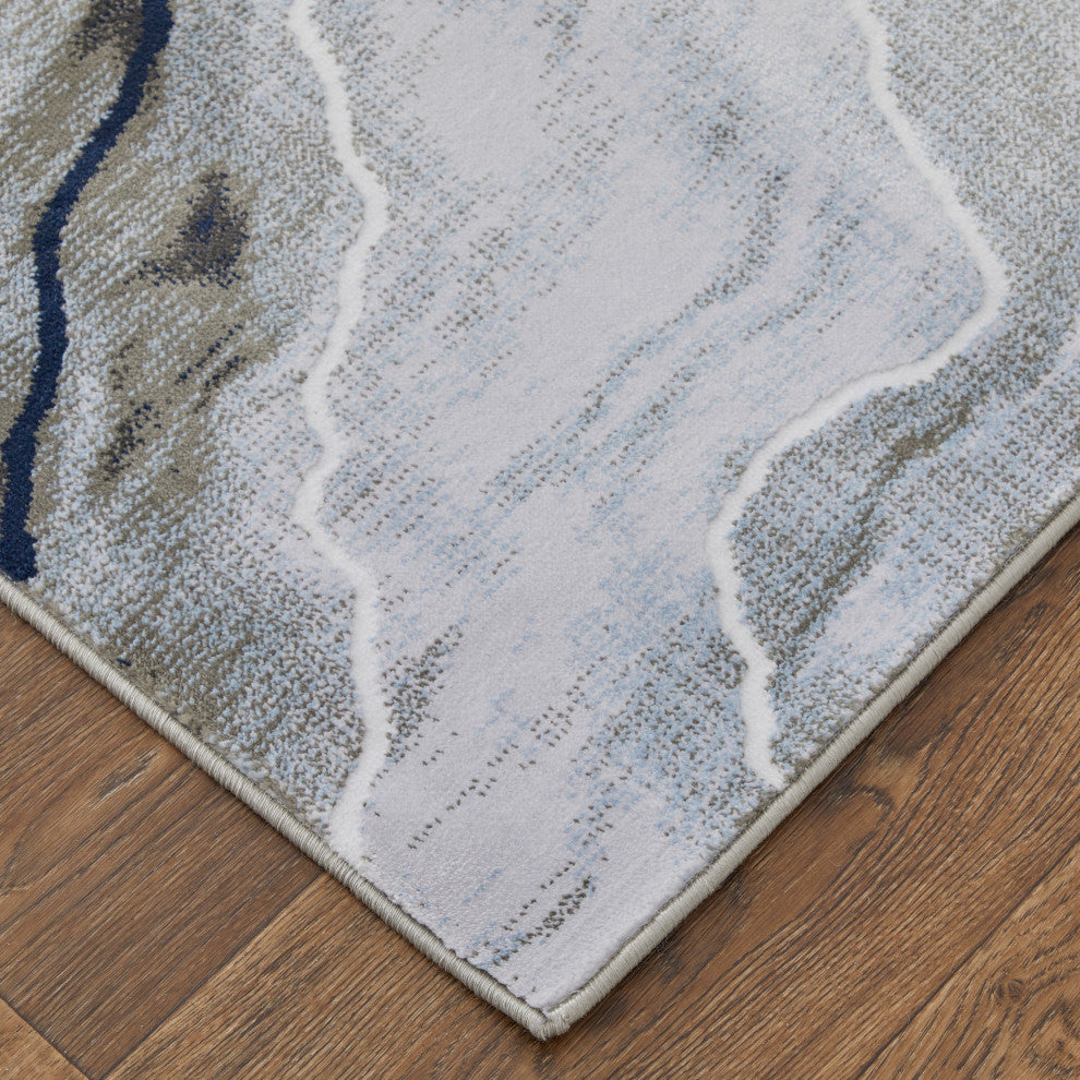 Javers Modern Abstract, Taupe/Gray/Blue, 6'7"x9'6" Area Rug