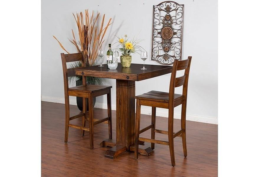 Ladderback Wood Counter Stool 24"H Brown Set Of 2
