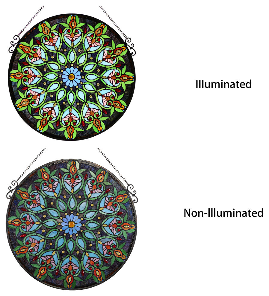 CHLOE Lighting ARABELLA Tiffany-Style Victorian Stained Glass Window Panel
