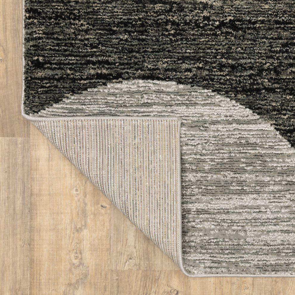 Sadie Geometric Power-Loomed Area Rug, Charcoal/Gray, 5'3"x7'3"