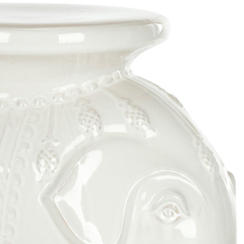 Safavieh Ceramic Elephant Stool, White