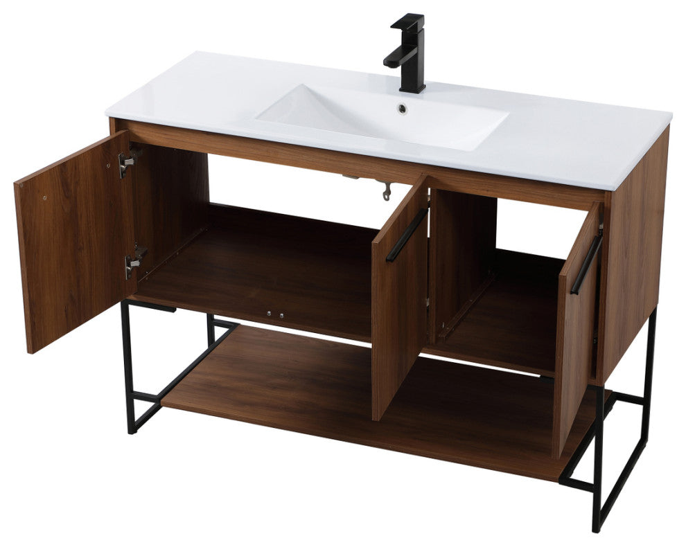 48" Single Bathroom Vanity, Walnut Brown