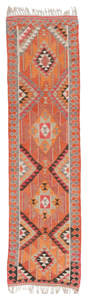 Vintage Turkish Kilim Runner 3' 4" x 12' 1", 40 in. x 145 in.