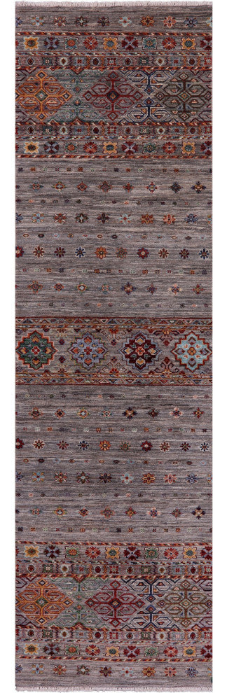 2' 9" X 9' 7" Runner Khorjin Super Kazak Hand-Knotted Rug - Q13844