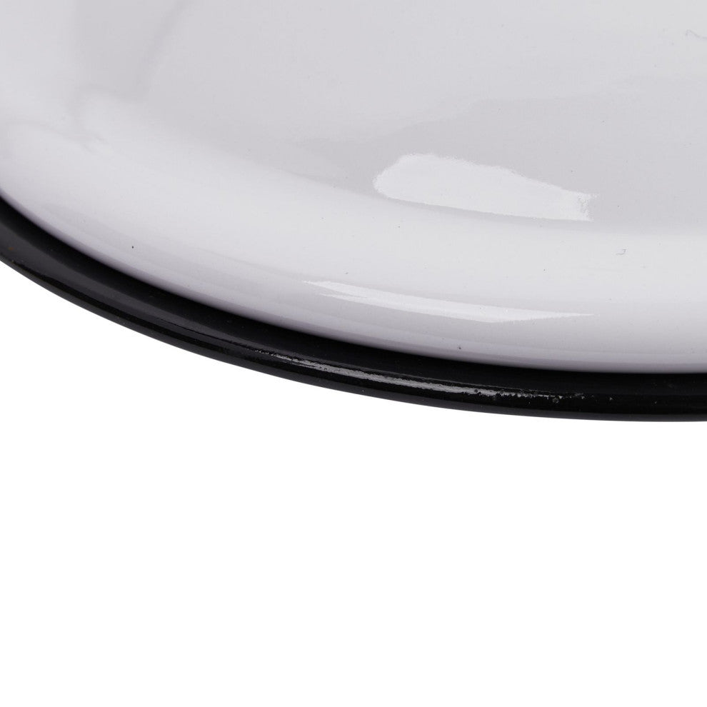 White Enameled Canisters With Lids, 2-Piece Set