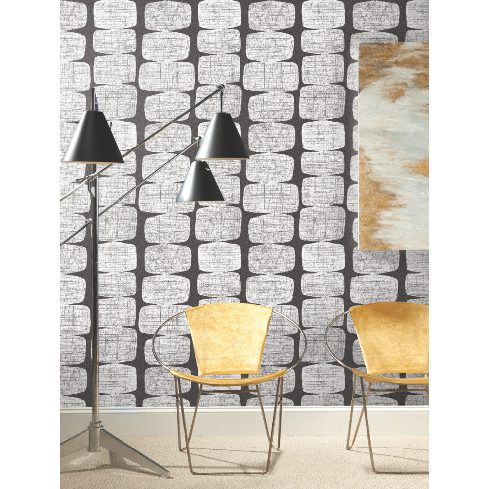Mid, Century Beads Peel and Stick Wallpaper, Black