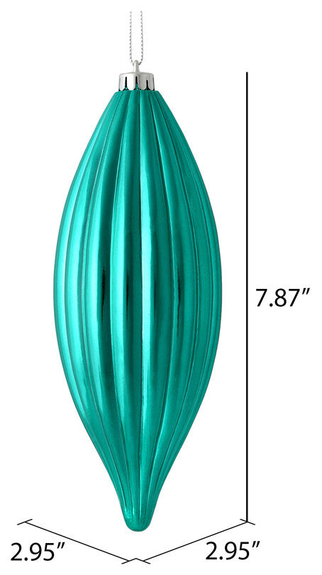 8" Teal Shiny Line Finial 4/Bag