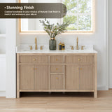 Cerrito Bathroom Vanity, Natural Oak, 60" Double, without Mirror