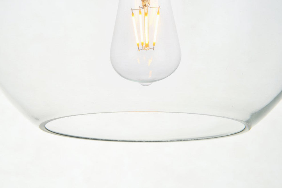 Midcentury Modern Brass And Clear 1-Light Pendant