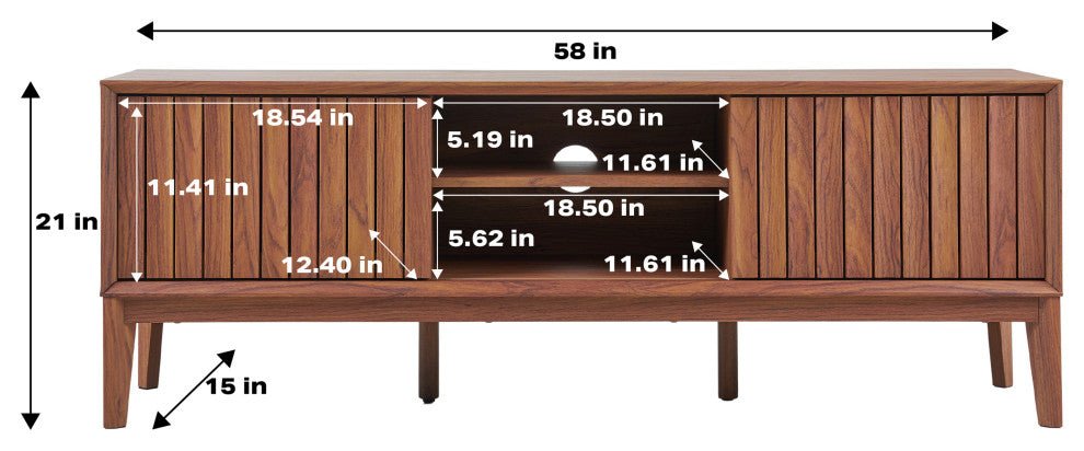 3-Storage Sliding Door TV Stand Fits TVs up to 65 in, Cable Management, Walnut