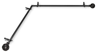 Harmony Corner Window Single Curtain Rod 13/16" Diameter, Black, 48-84"