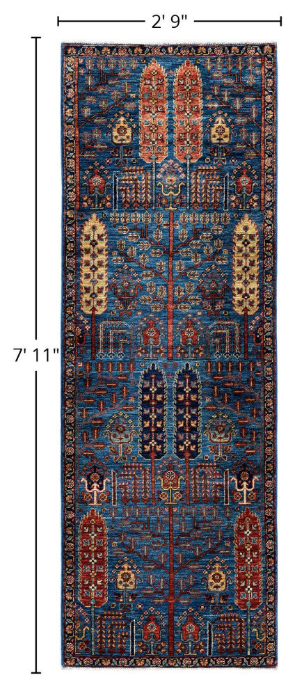 Serapi One-of-a-Kind Hand-Knotted Area Rug Light Blue, 2'9" x 7'11"