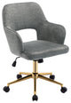 Open-Back Faux Linen Home Office Chair, Light Grey