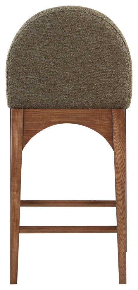 Waldorf Chenille Upholstered Stool, Black, Chenille, Natural Finish, Olive, Boucle Fabric, Walnut Finish