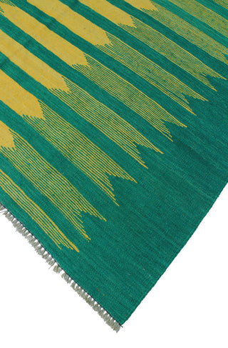 Modern Flatweave Aubriell Green/Gold Rug, 5'8x7'8