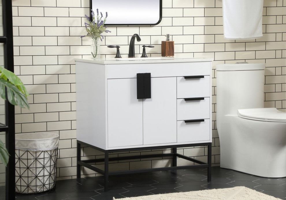Home Living 22" Modern White-Light Bathroom Vanity