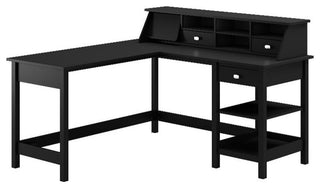 Broadview 60W L Shaped Computer Desk with Storage and Organizer in Classic Black