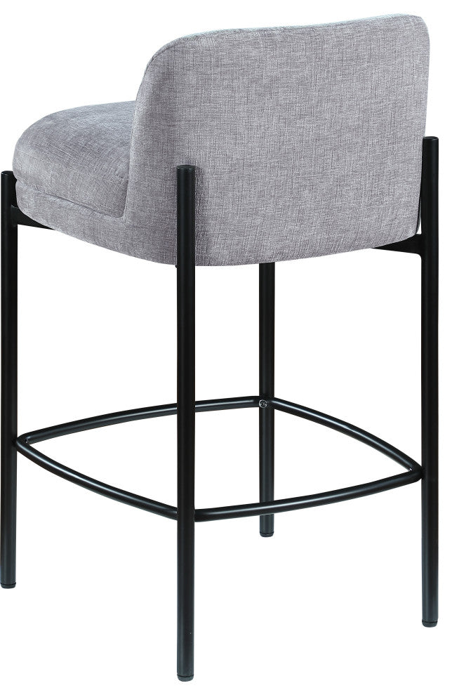 Burton Chenille Fabric Upholstered Stool (Set of 2), Grey